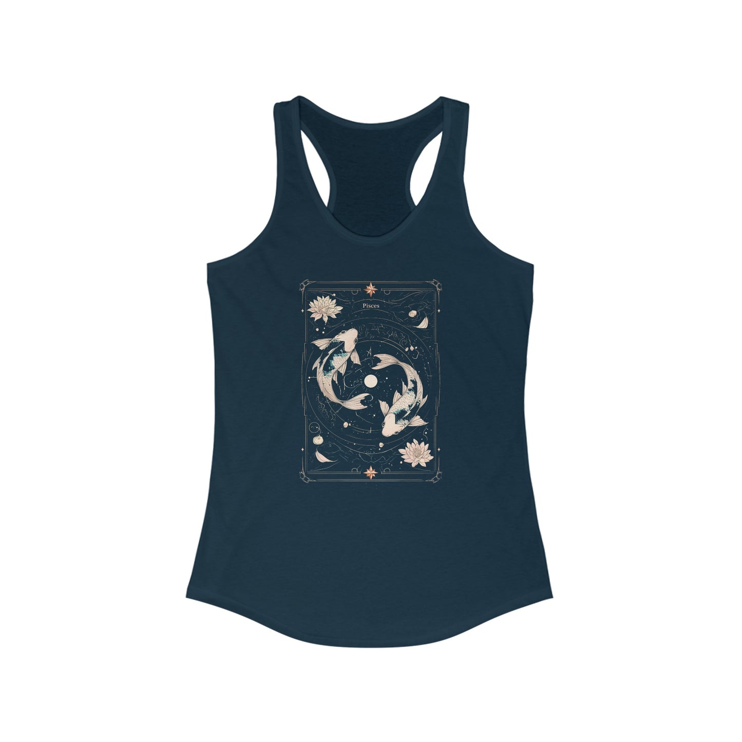 The Dreamy Fish: Pisces Tarot Card Racerback Tank