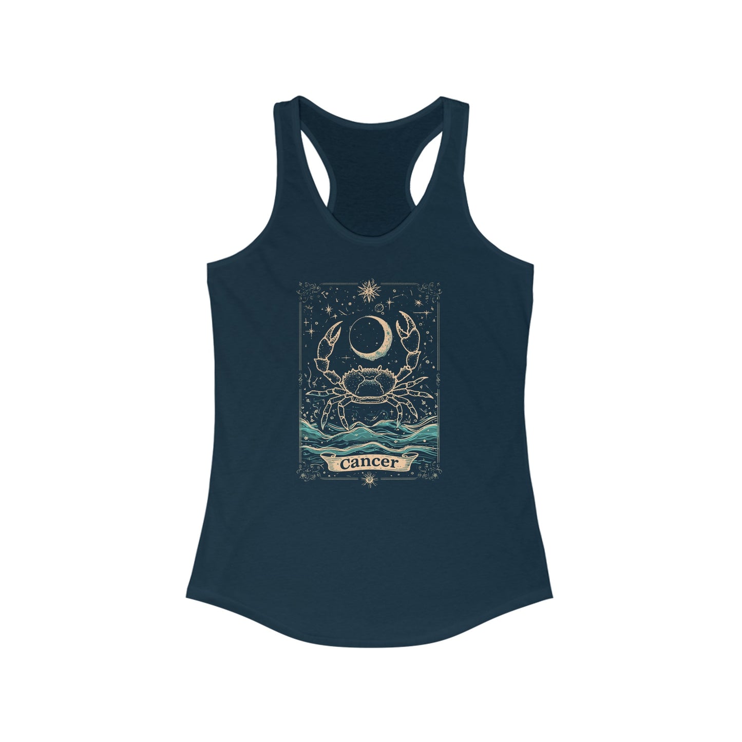 The Caring Crab: Cancer Tarot Card Racerback Tank