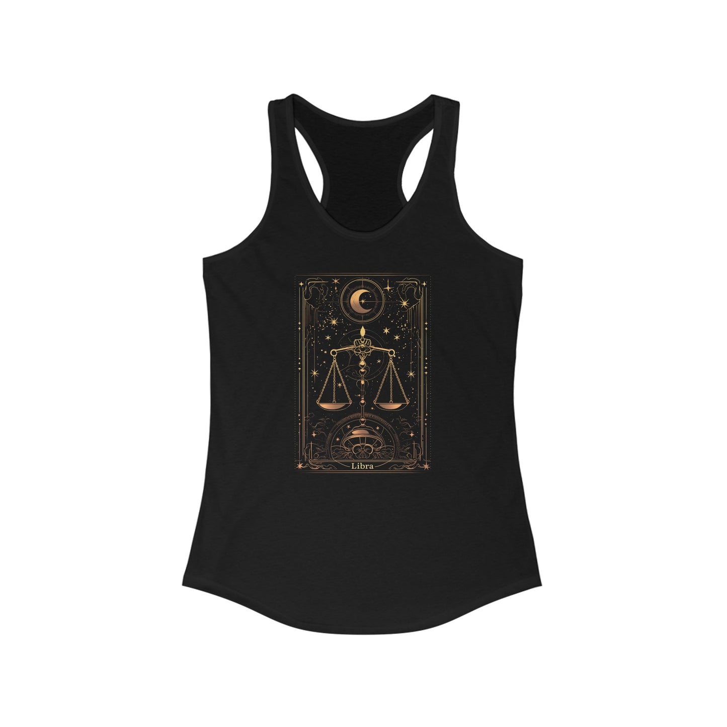 The Balanced Scales: Libra Tarot Card Racerback Tank