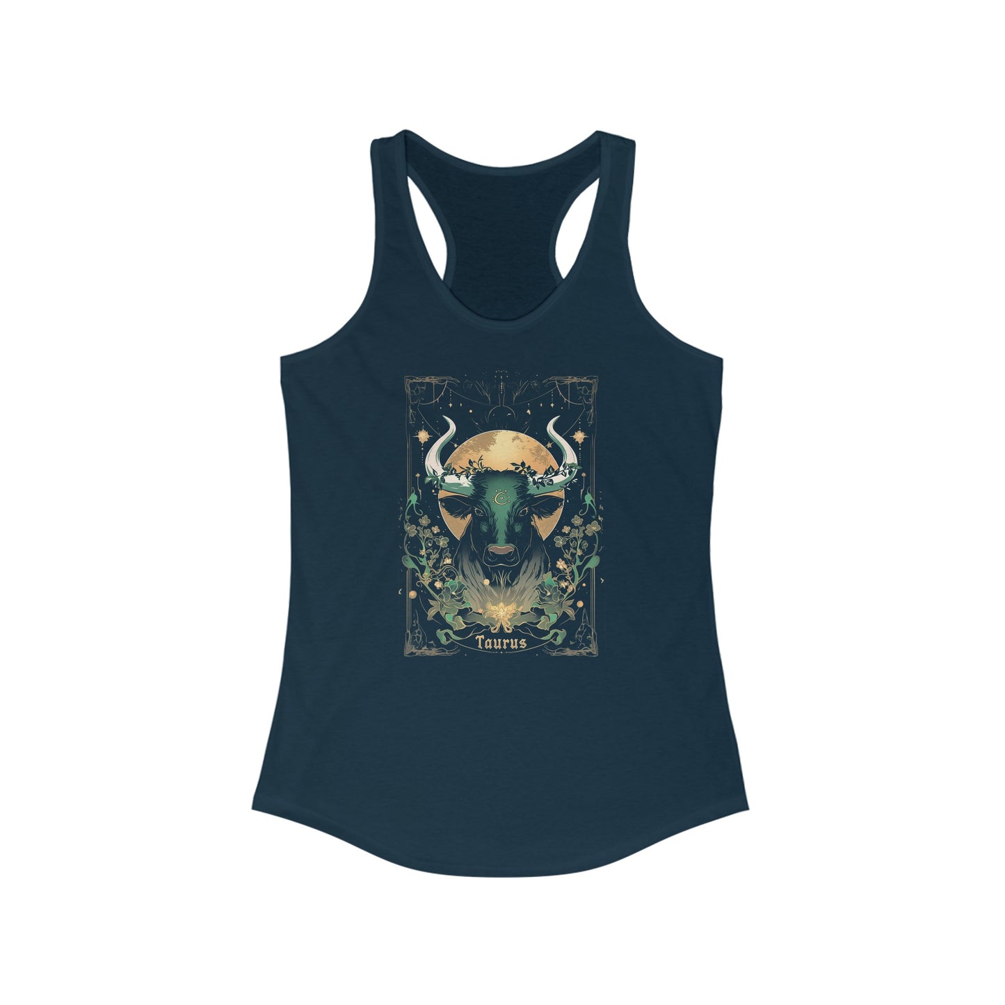 The Stalwart Bull: Taurus Tarot Card Racerback Tank