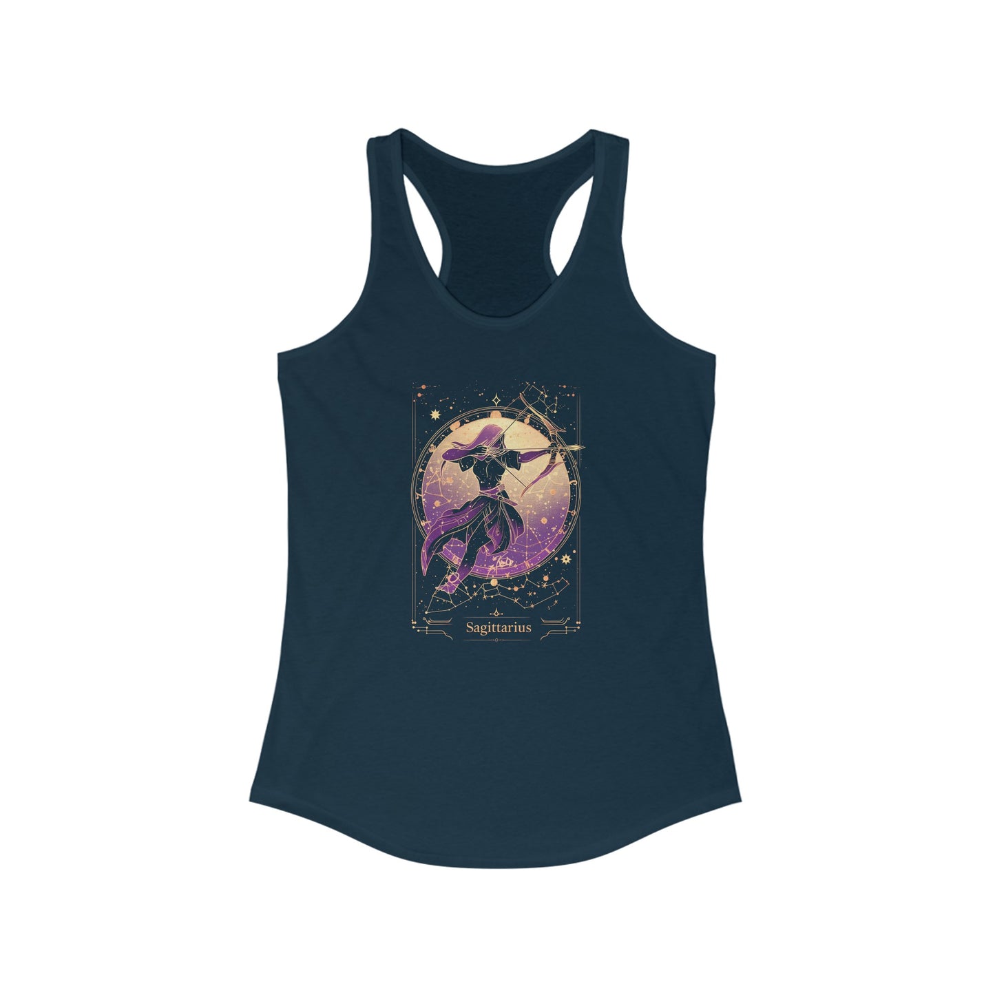 The Brave Archer: Sagittarius Tarot Card Racerback Tank
