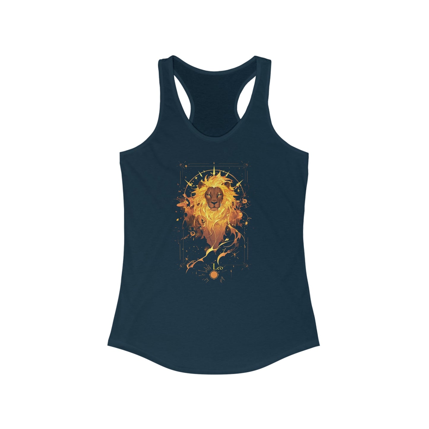 The Fiery Lion: Leo Tarot Card Racerback Tank