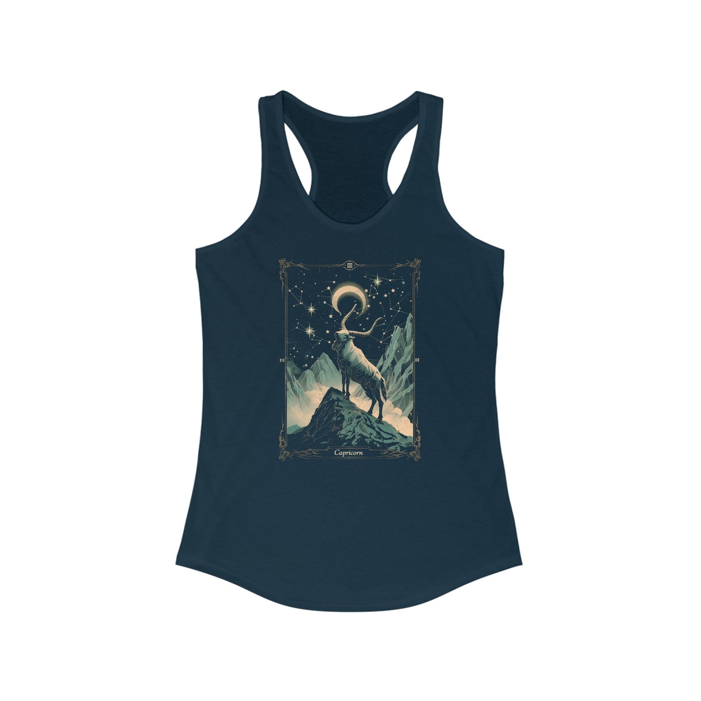 The Steadfast Goat: Capricorn Tarot Card Racerback Tank