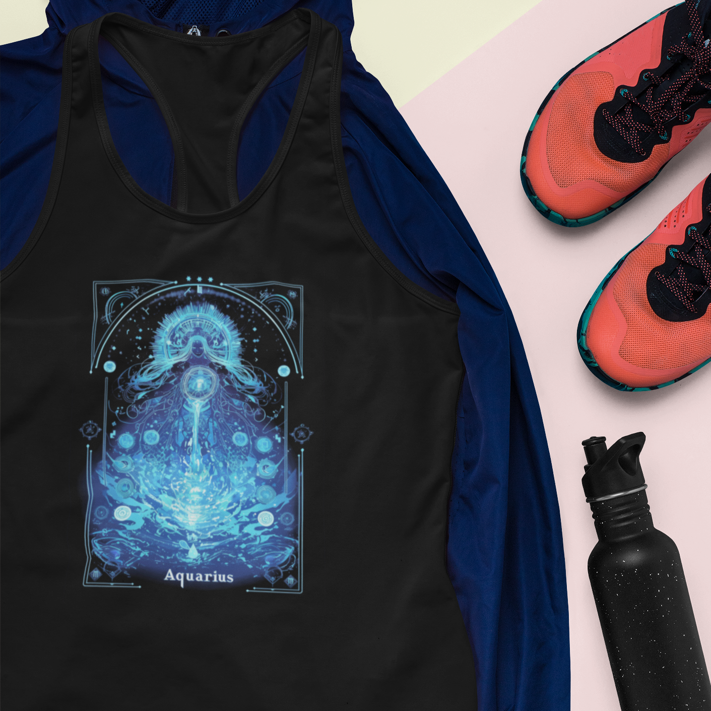The Visionary Water Bearer: Aquarius Tarot Card Racerback Tank