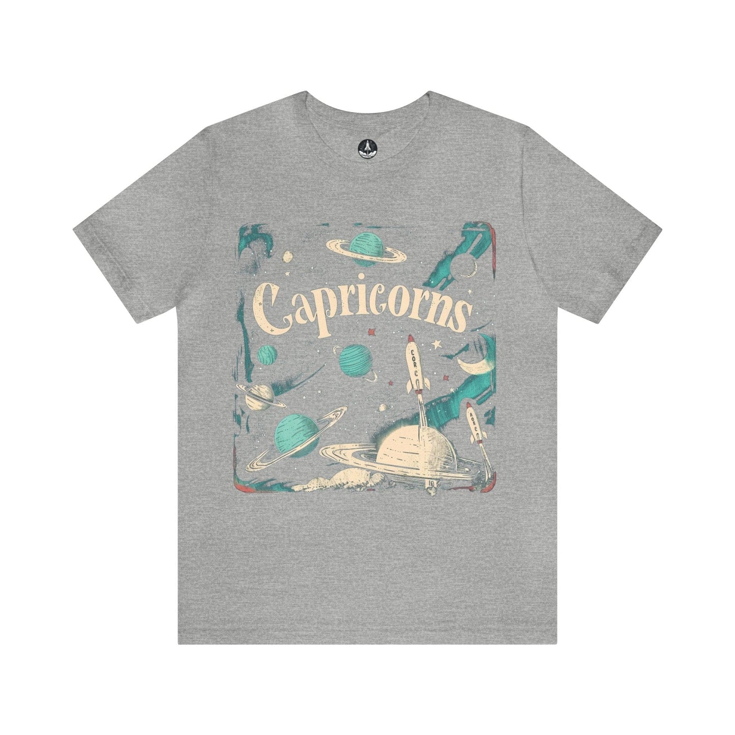 T-Shirt Athletic Heather / S Capricorn Space Age Odyssey T-Shirt: Vintage Galactic Style