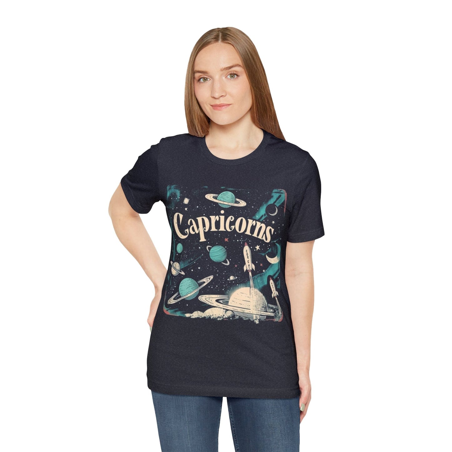 T-Shirt Capricorn Space Age Odyssey T-Shirt: Vintage Galactic Style