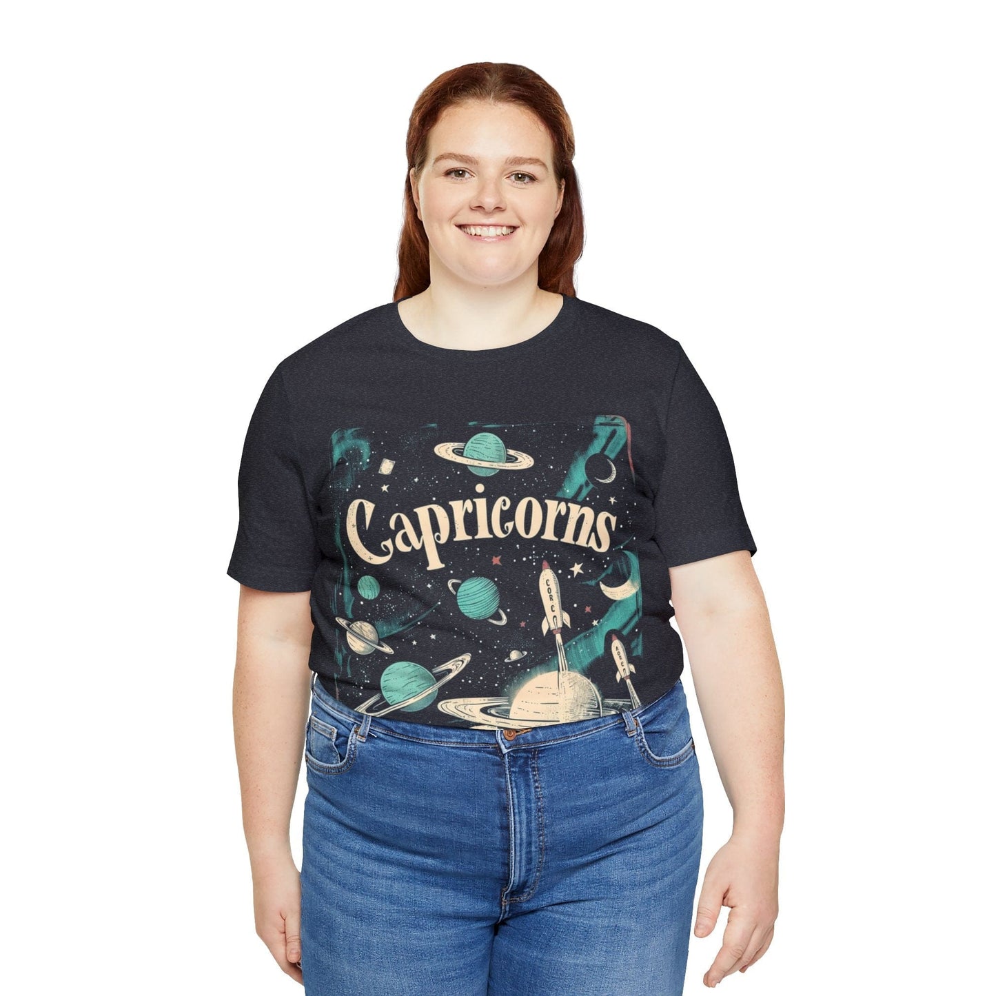 T-Shirt Capricorn Space Age Odyssey T-Shirt: Vintage Galactic Style
