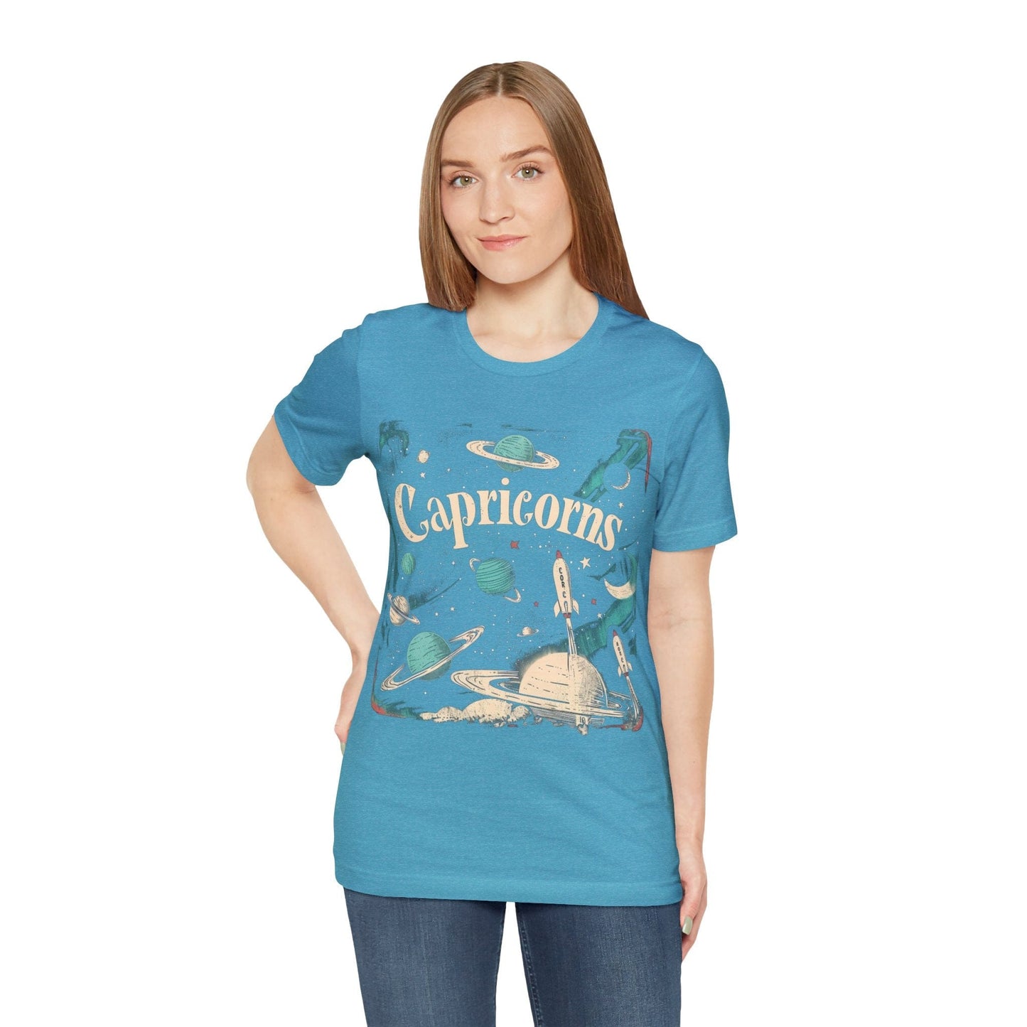 T-Shirt Capricorn Space Age Odyssey T-Shirt: Vintage Galactic Style