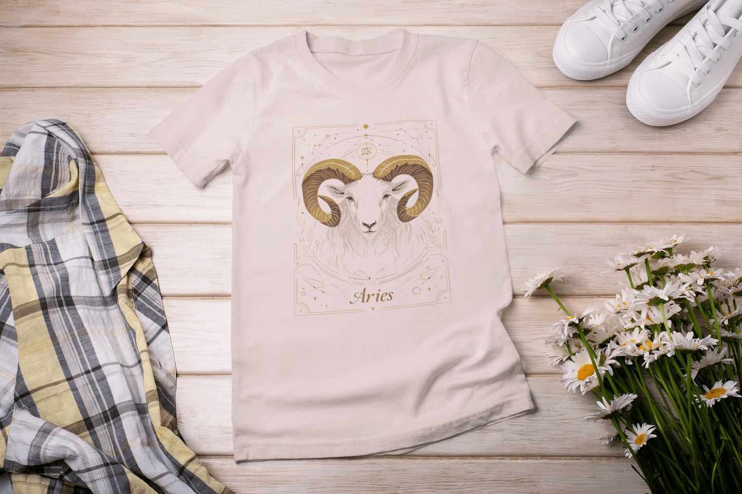 T-Shirt Soft Pink / S The Minimalist Ram: Aries Tarot Card T-Shirt