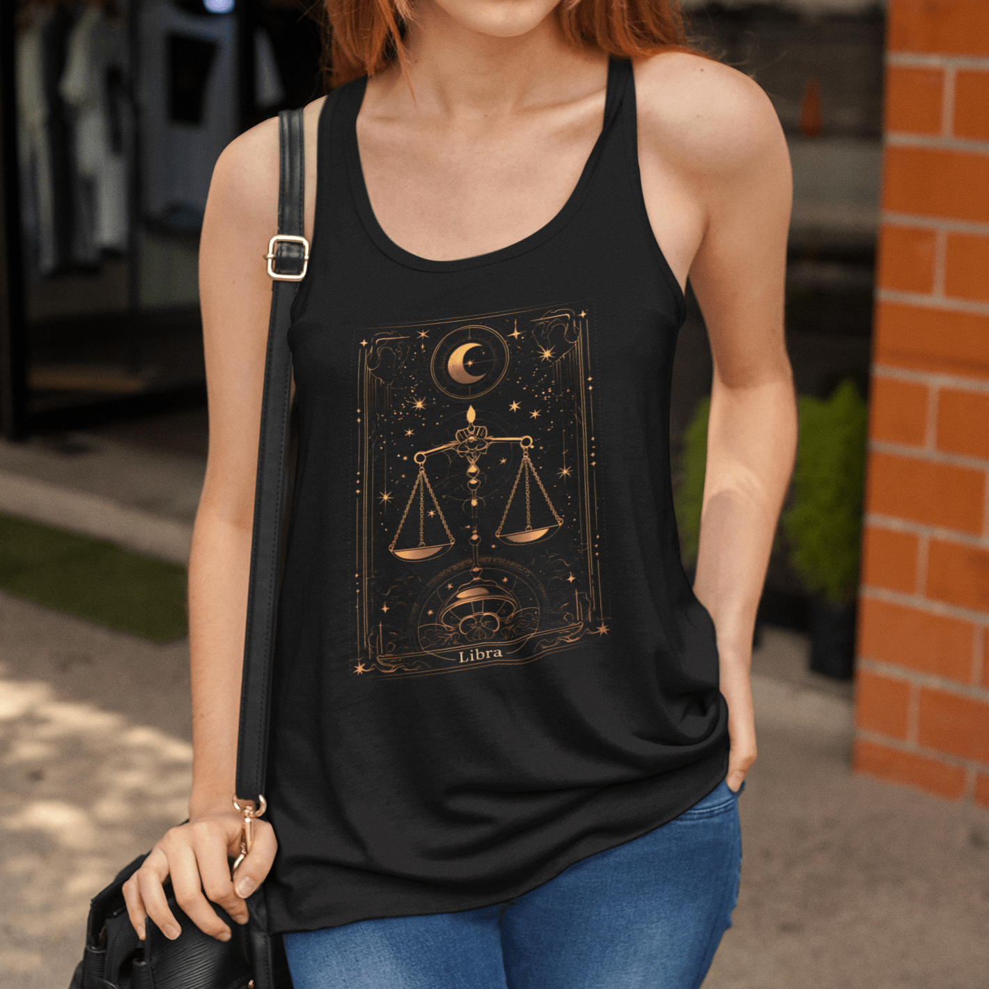 Tank Top The Balanced Scales: Libra Tarot Card Racerback Tank