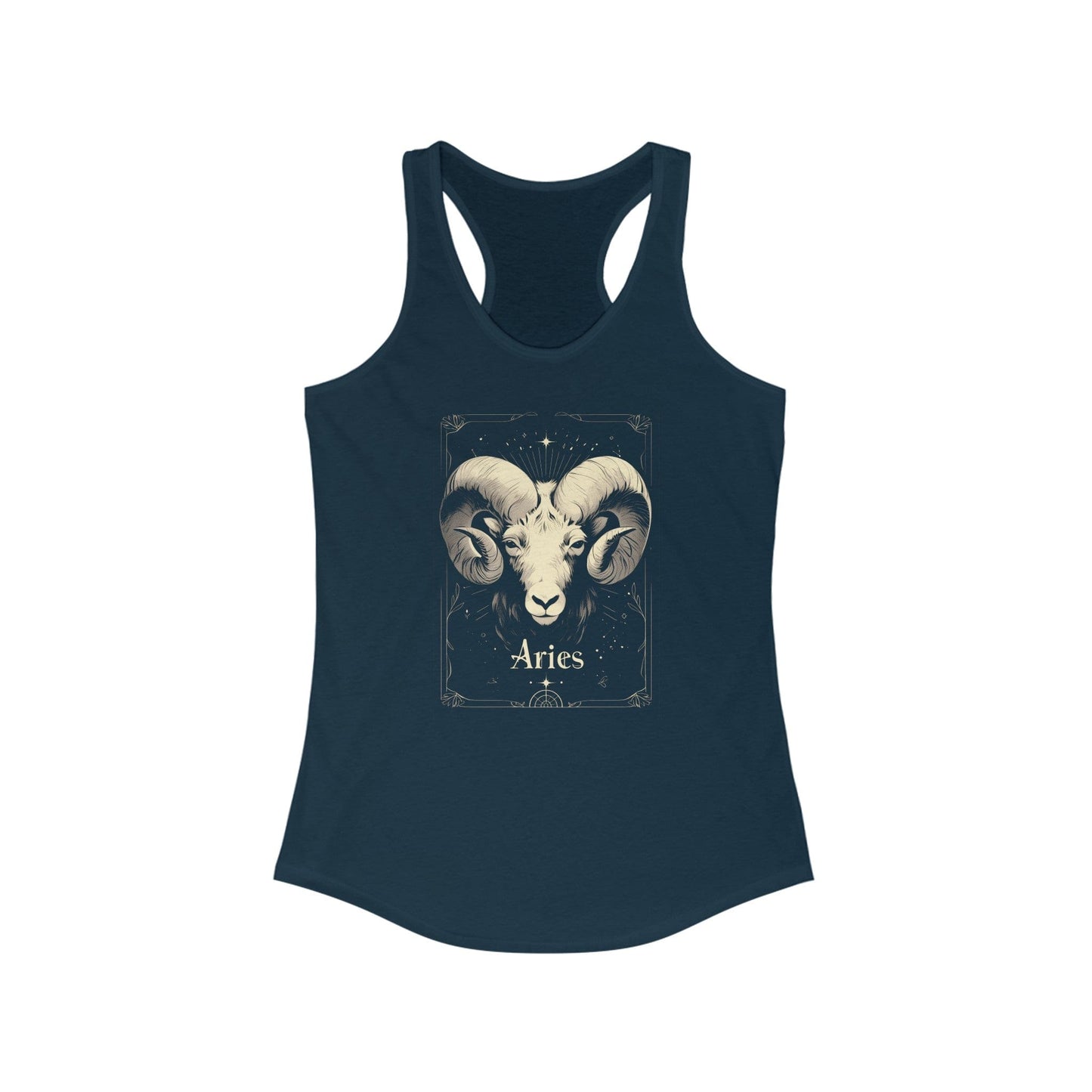 Tank Top XS / Solid Midnight Navy The Bold Beginning: Aries Tarot Card Racerback Tank