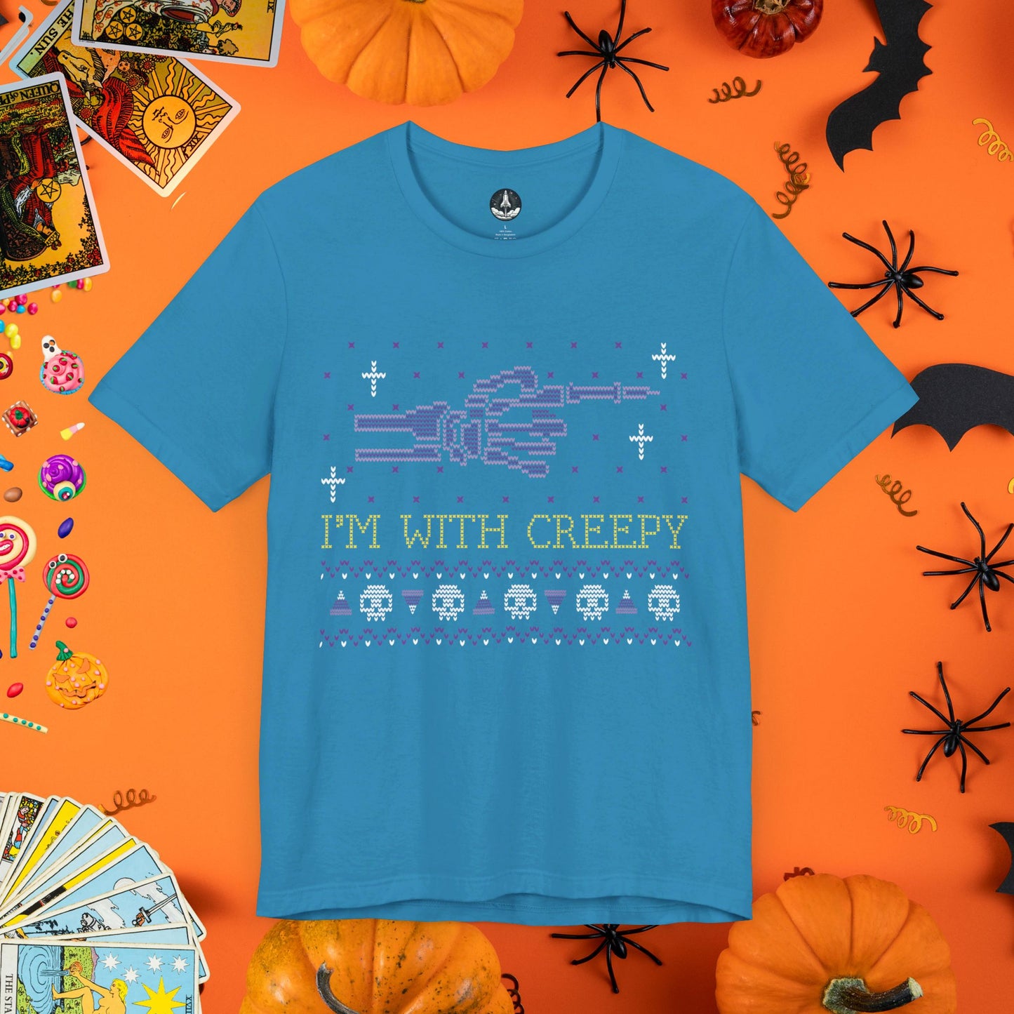 I'm With Creepy - Halloween Ugly Sweater T-Shirt