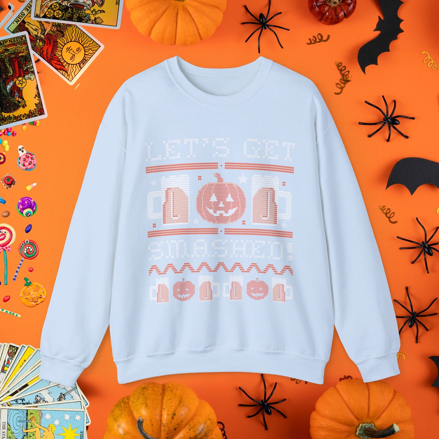 Let's Get Smashed - Halloween Ugly Sweater Style Crewneck - Halloween Limited Edition