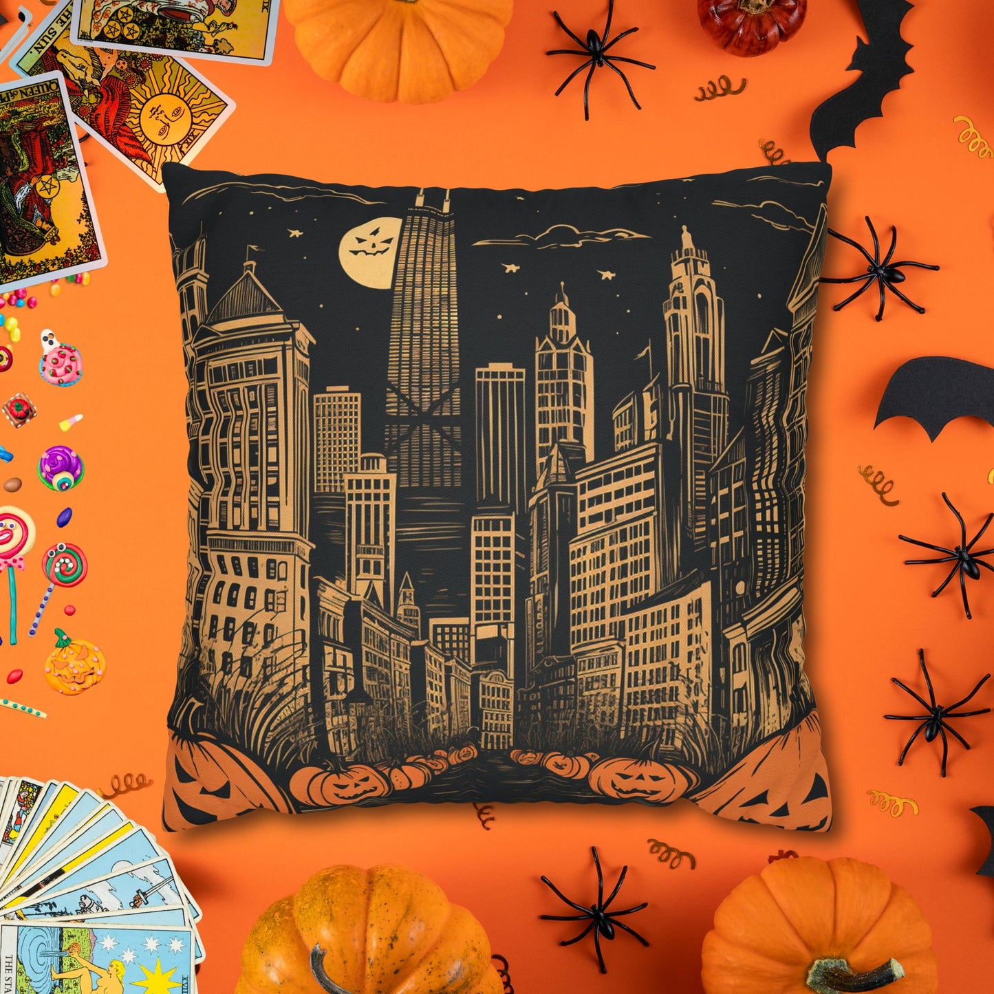 Spooky Chicago Night Halloween Pillowcase