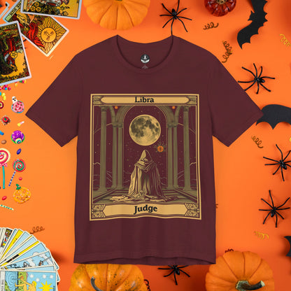 Libra Judge - Pillars of Justice Tarot Card T-Shirt - Halloween Limited Edition