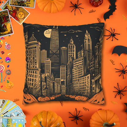 Spooky Chicago Night Halloween Pillowcase