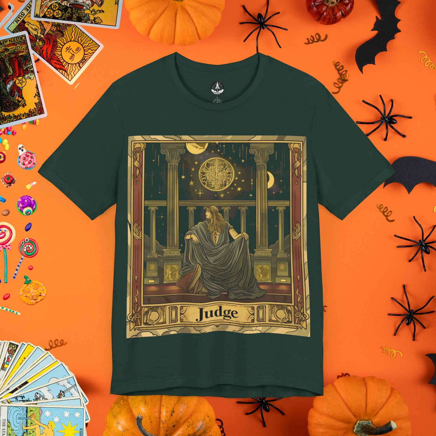 Libra Judge - Cosmic Balance Tarot Card T-Shirt - Limited Halloween Edition