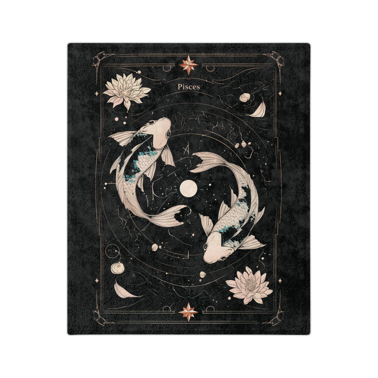 Pisces Zodiac Tarot Blanket - Mystical Koi Fish Design