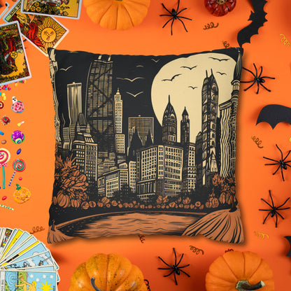 Haunted Chicago Skyline Halloween Pillowcase