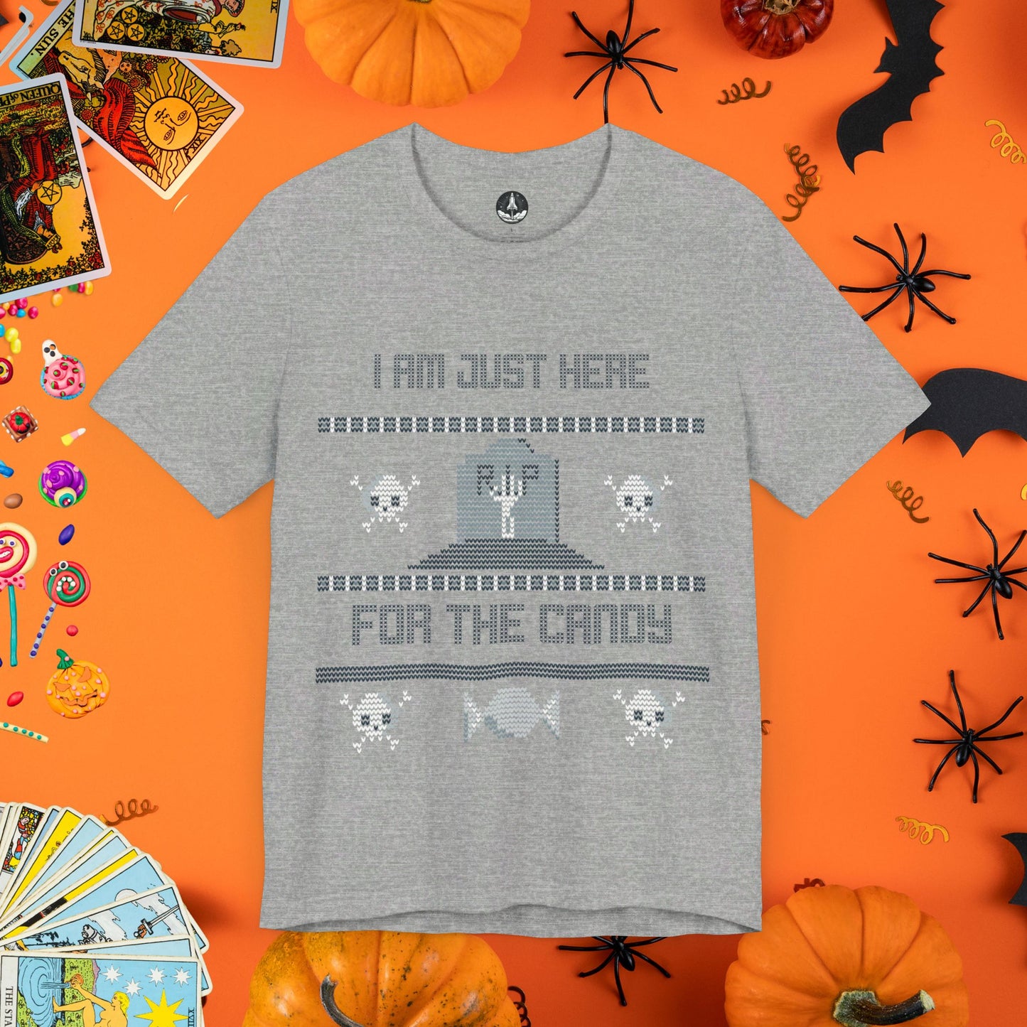 Just Here for the Candy - Halloween Ugly Sweater T-Shirt - Halloween Limited Edition