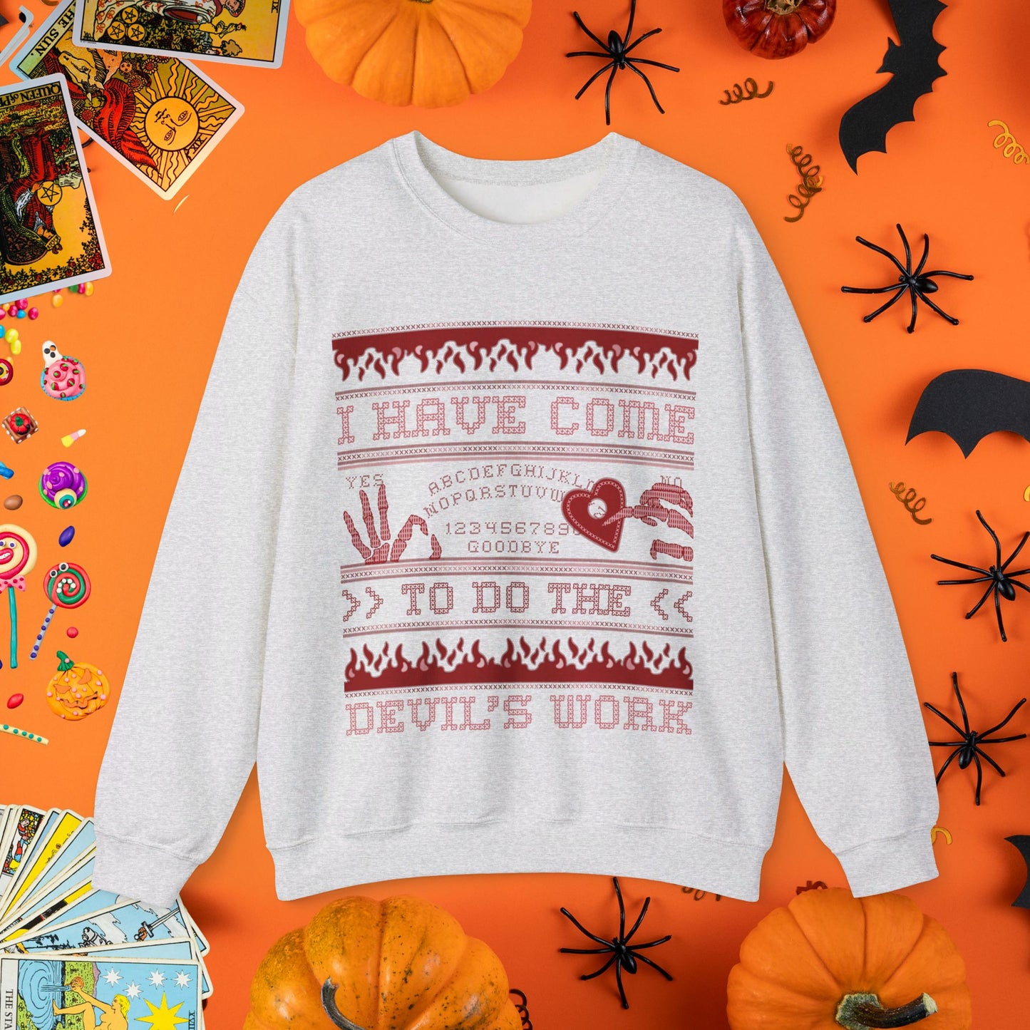 Devil's Work - Halloween Ugly Sweater Style Crewneck - Halloween Limited Edition