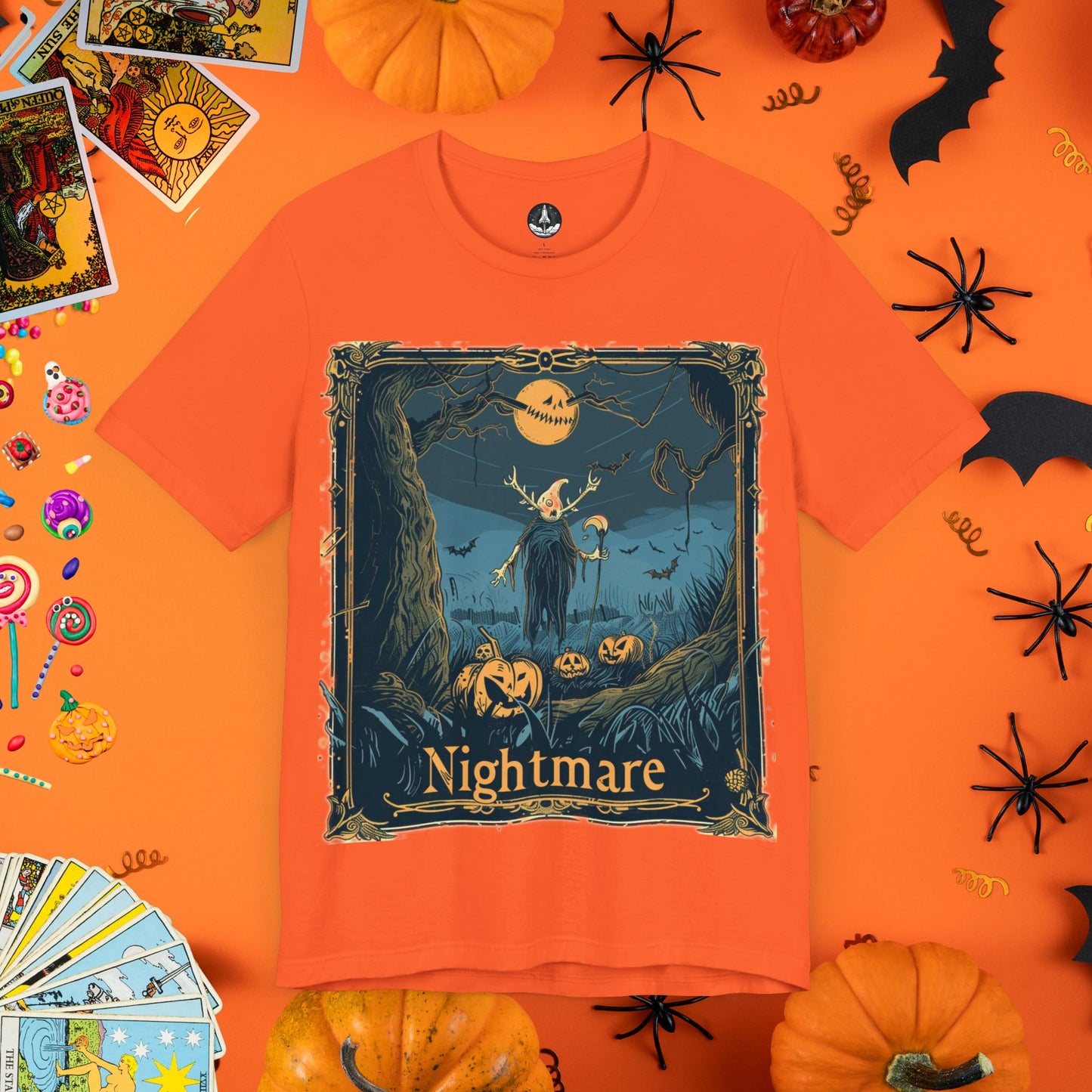 Nightmare Pumpkin Halloween Tarot Card T-Shirt - Halloween Limited Edition