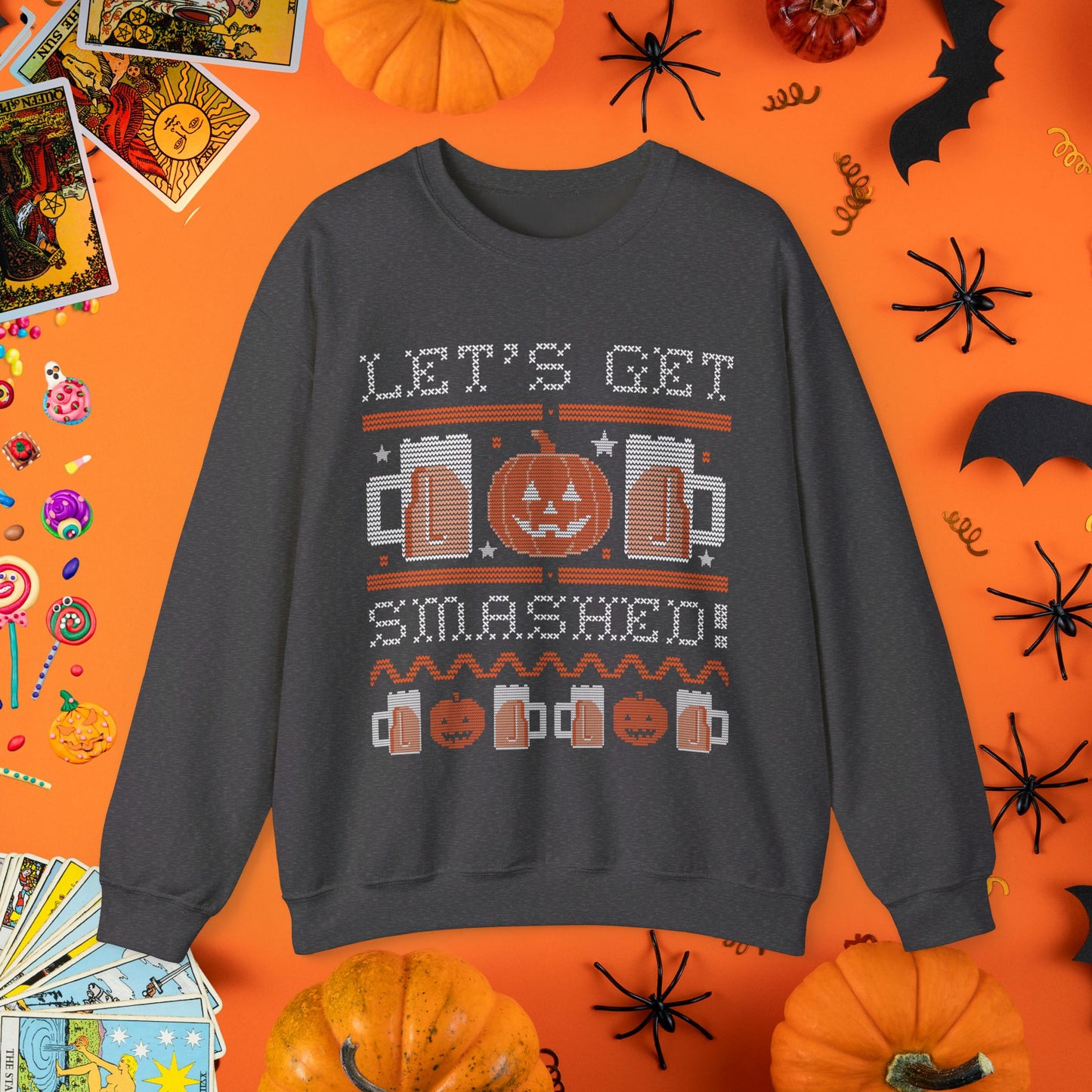 Let's Get Smashed - Halloween Ugly Sweater Style Crewneck - Halloween Limited Edition