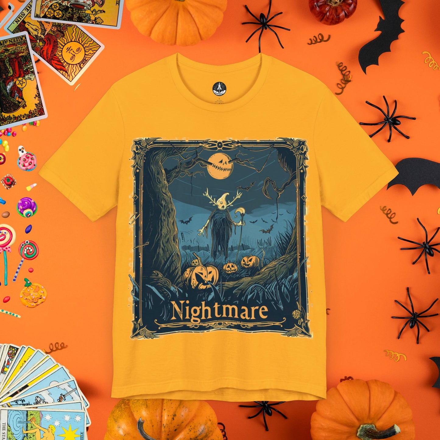 Nightmare Pumpkin Halloween Tarot Card T-Shirt - Halloween Limited Edition