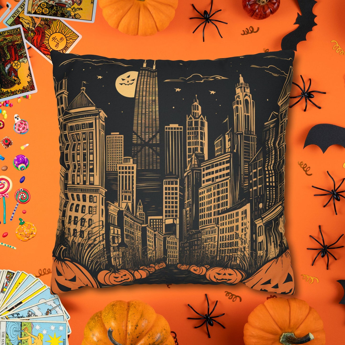 Spooky Chicago Night Halloween Pillowcase