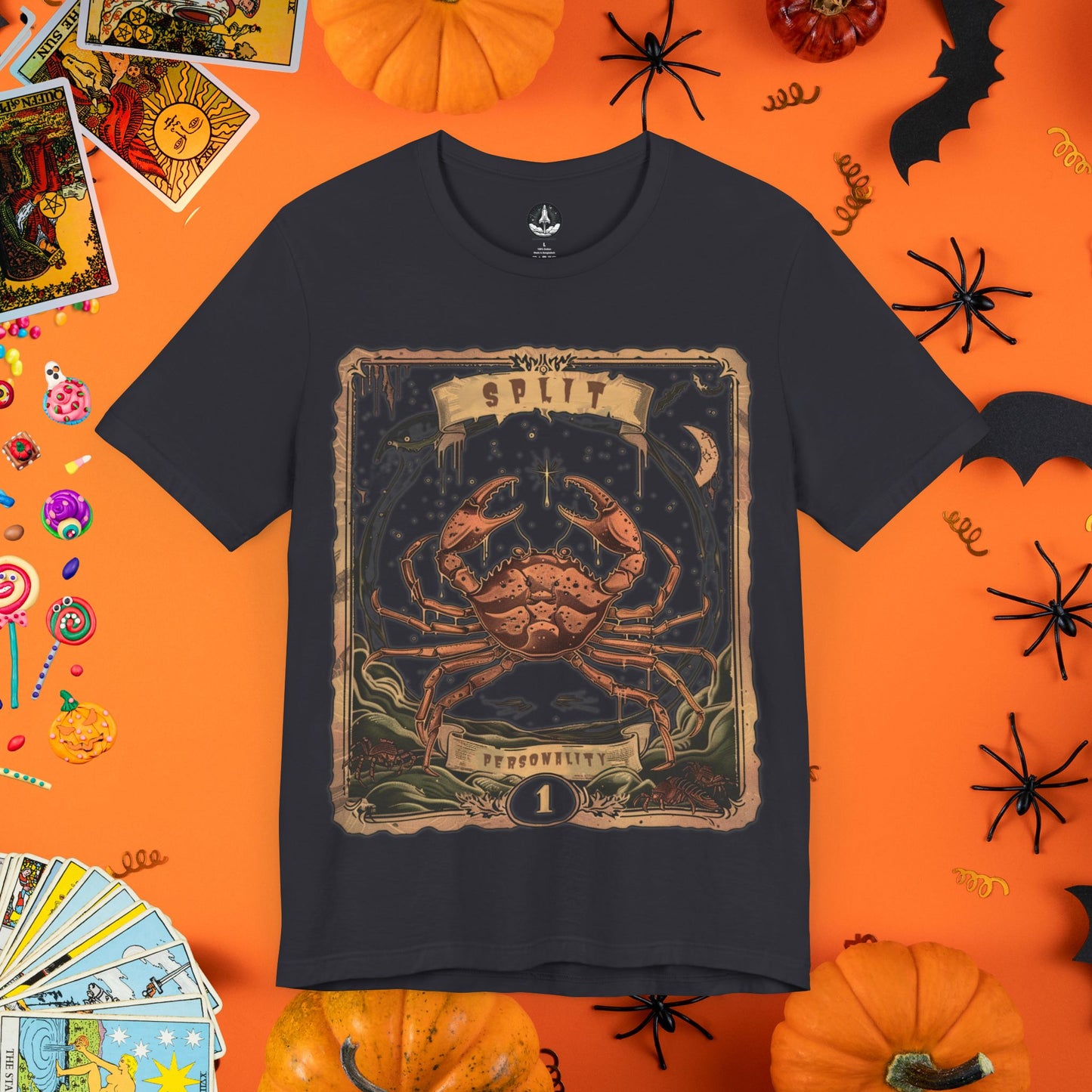 Split Personality Cancer Tarot Card T-Shirt - Halloween Limited Edition