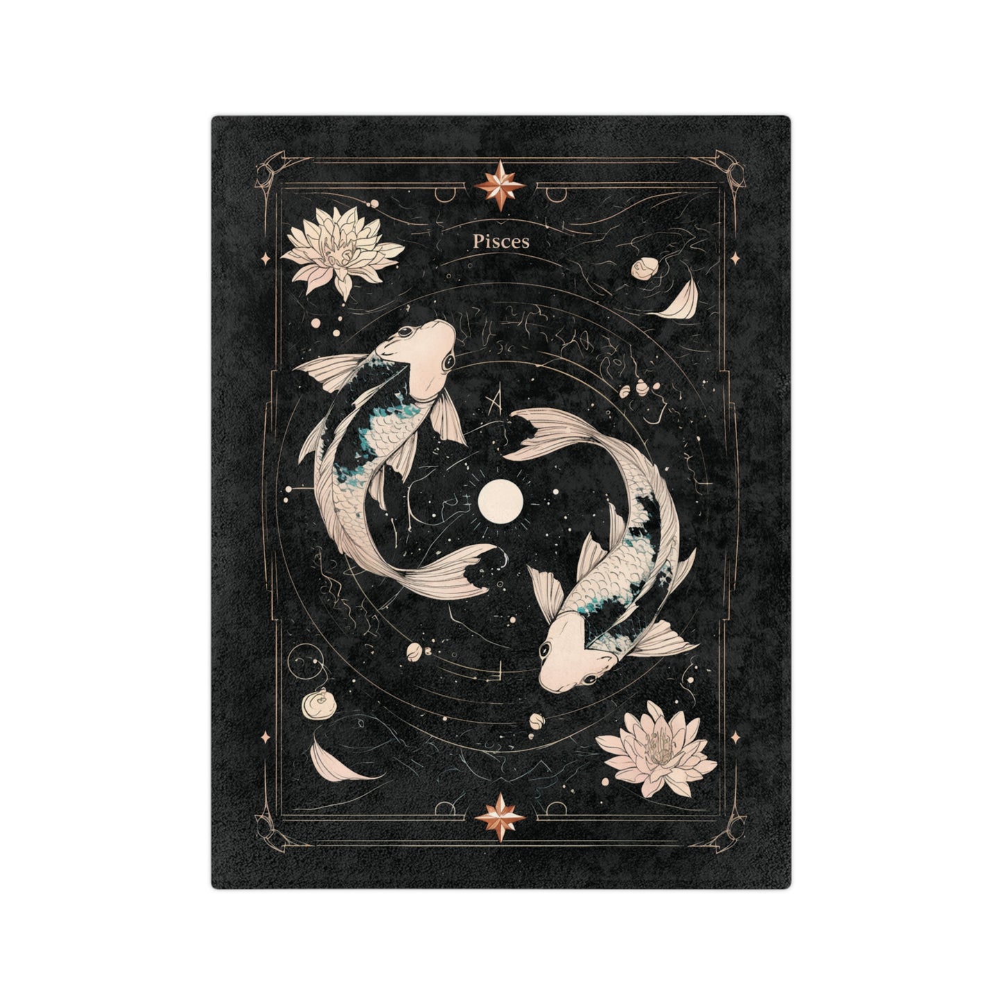 Pisces Zodiac Tarot Blanket - Mystical Koi Fish Design