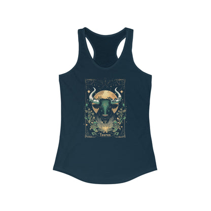 The Stalwart Bull: Taurus Tarot Card  Racerback Tank