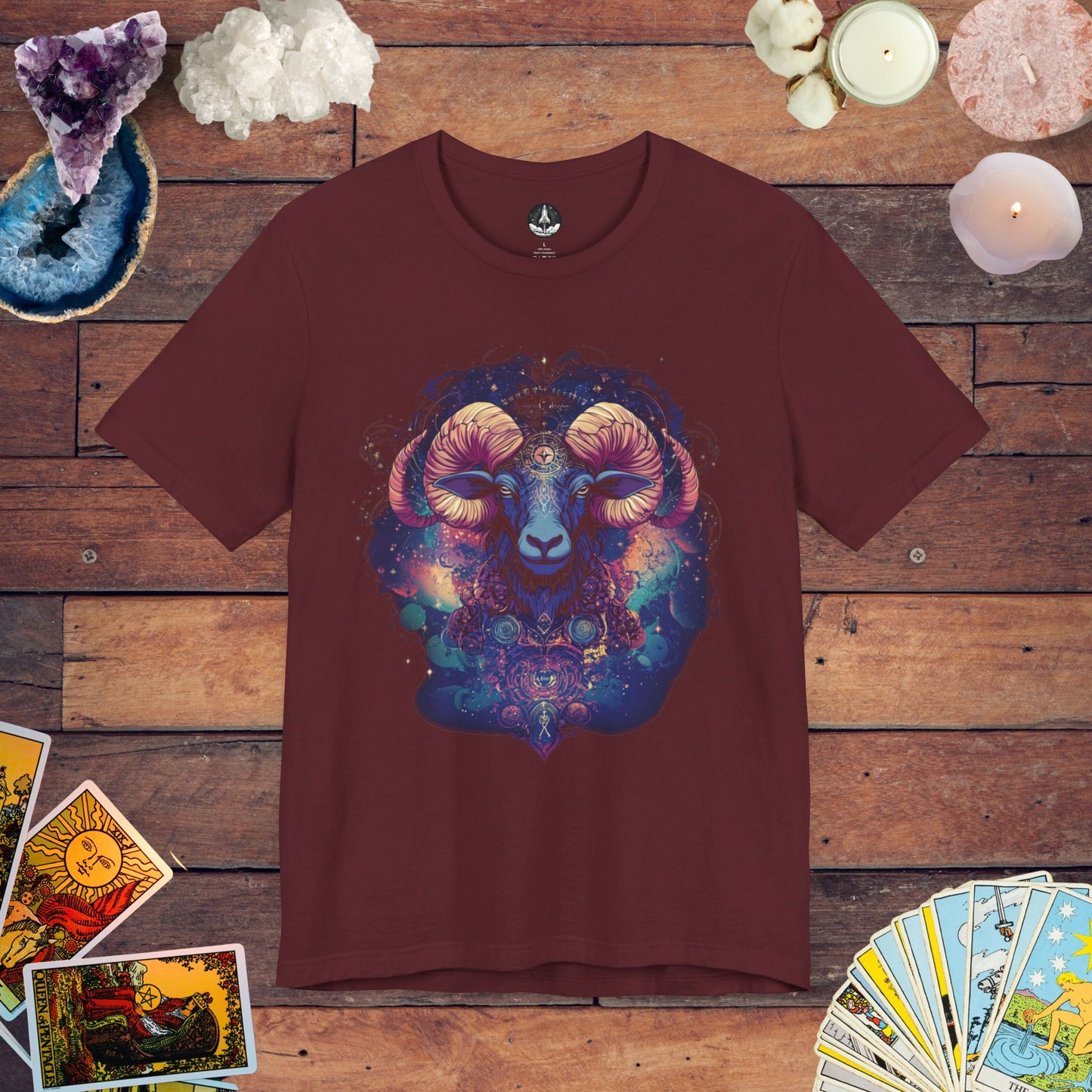 Aries Cosmic Visionary Tarot Card T-Shirt