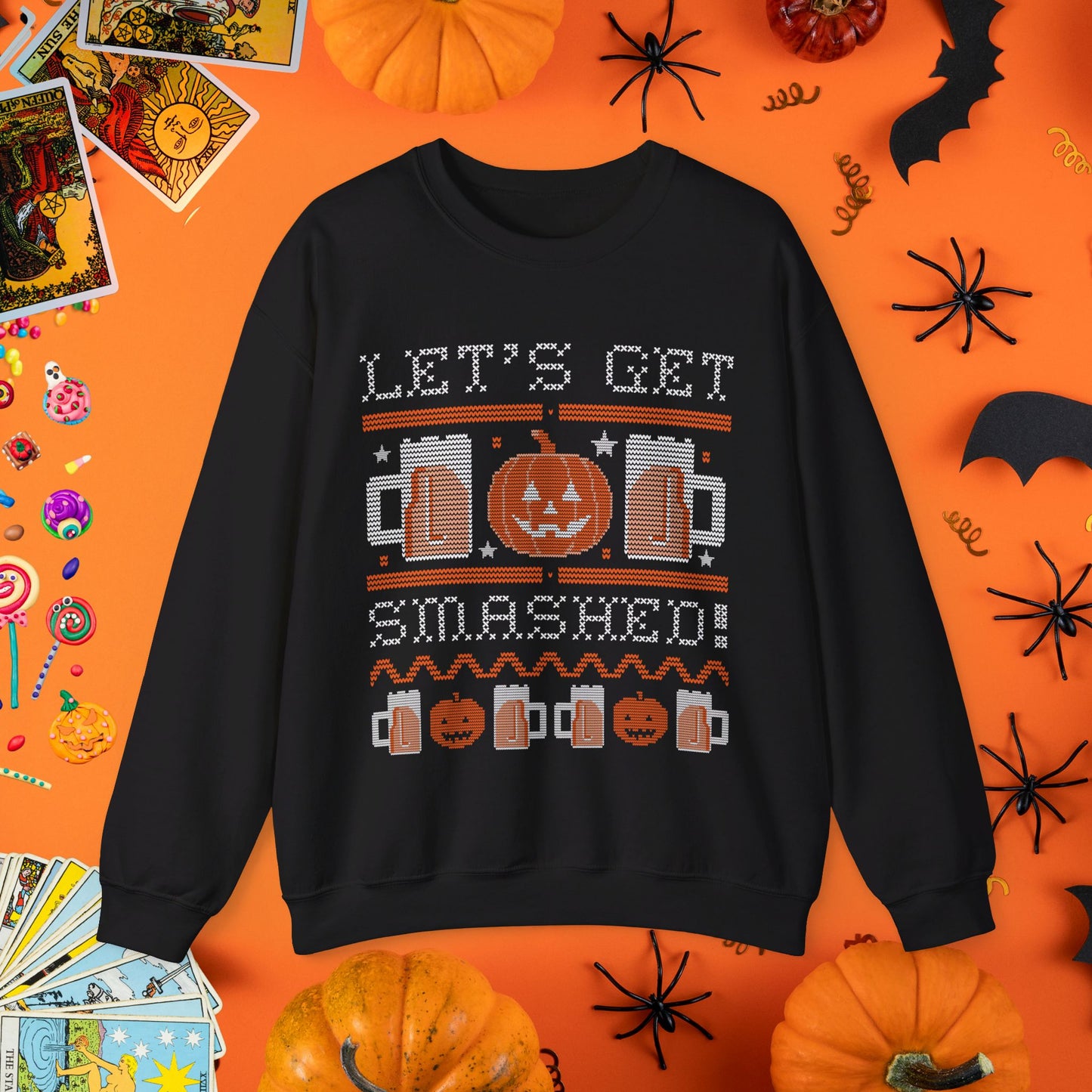 Let's Get Smashed - Halloween Ugly Sweater Style Crewneck - Halloween Limited Edition