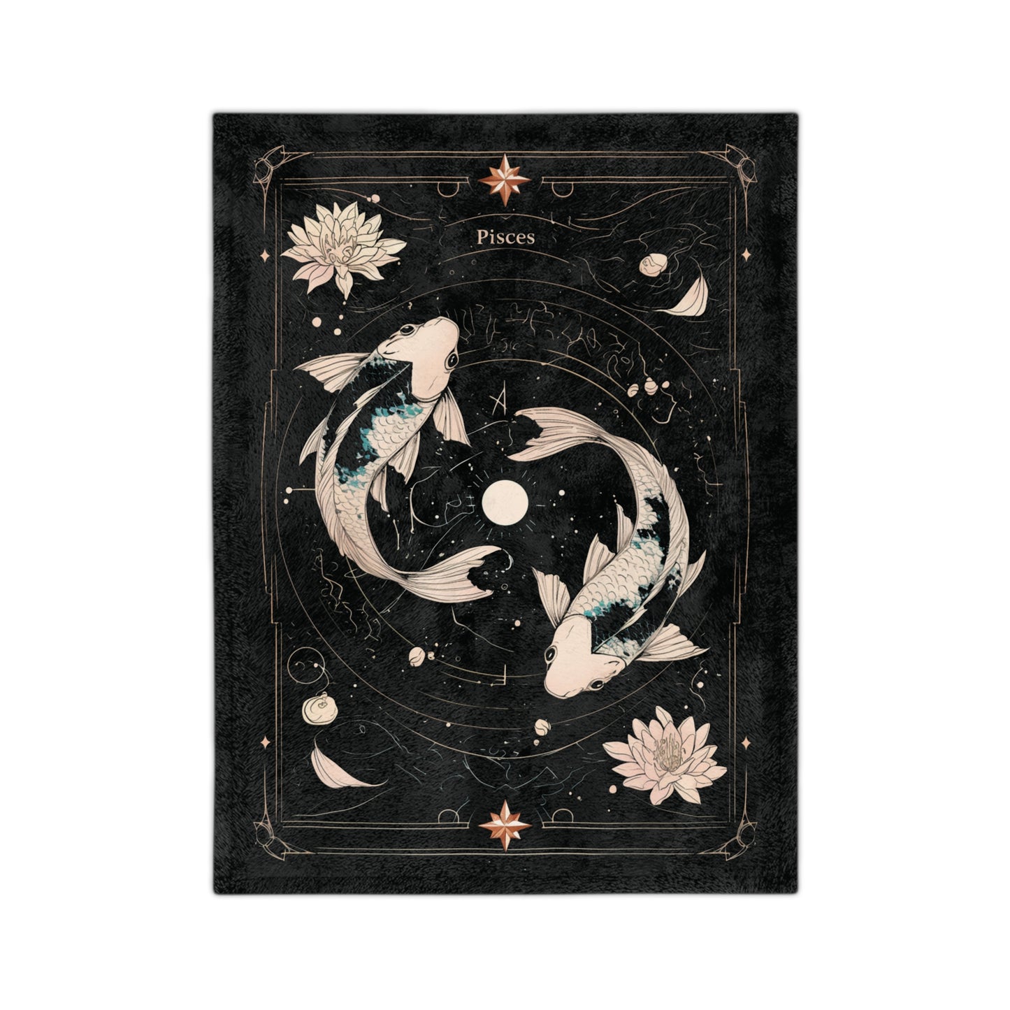 Pisces Zodiac Tarot Blanket - Mystical Koi Fish Design