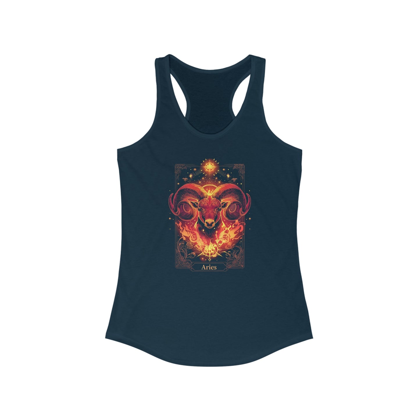 The Fiery Ram: Aries Tarot Card Racerback Tank