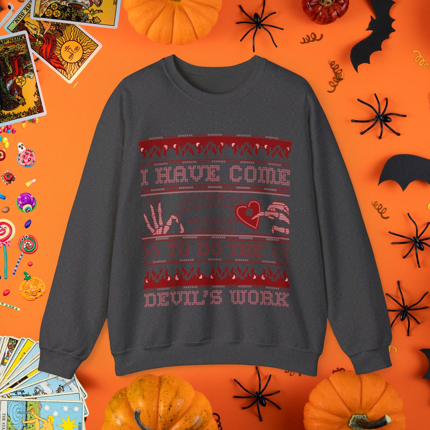 Devil's Work - Halloween Ugly Sweater Style Crewneck - Halloween Limited Edition