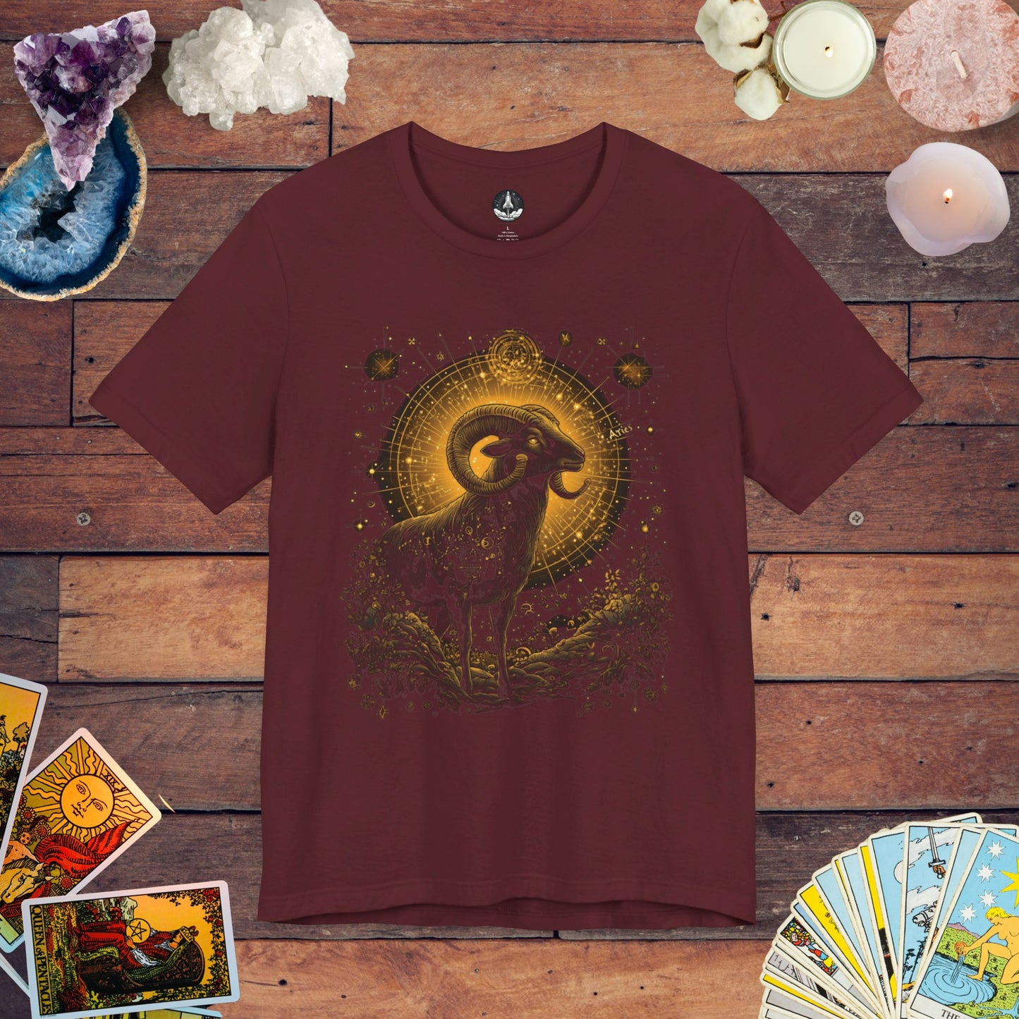 Aries Celestial Guardian Tarot Card T-Shirt