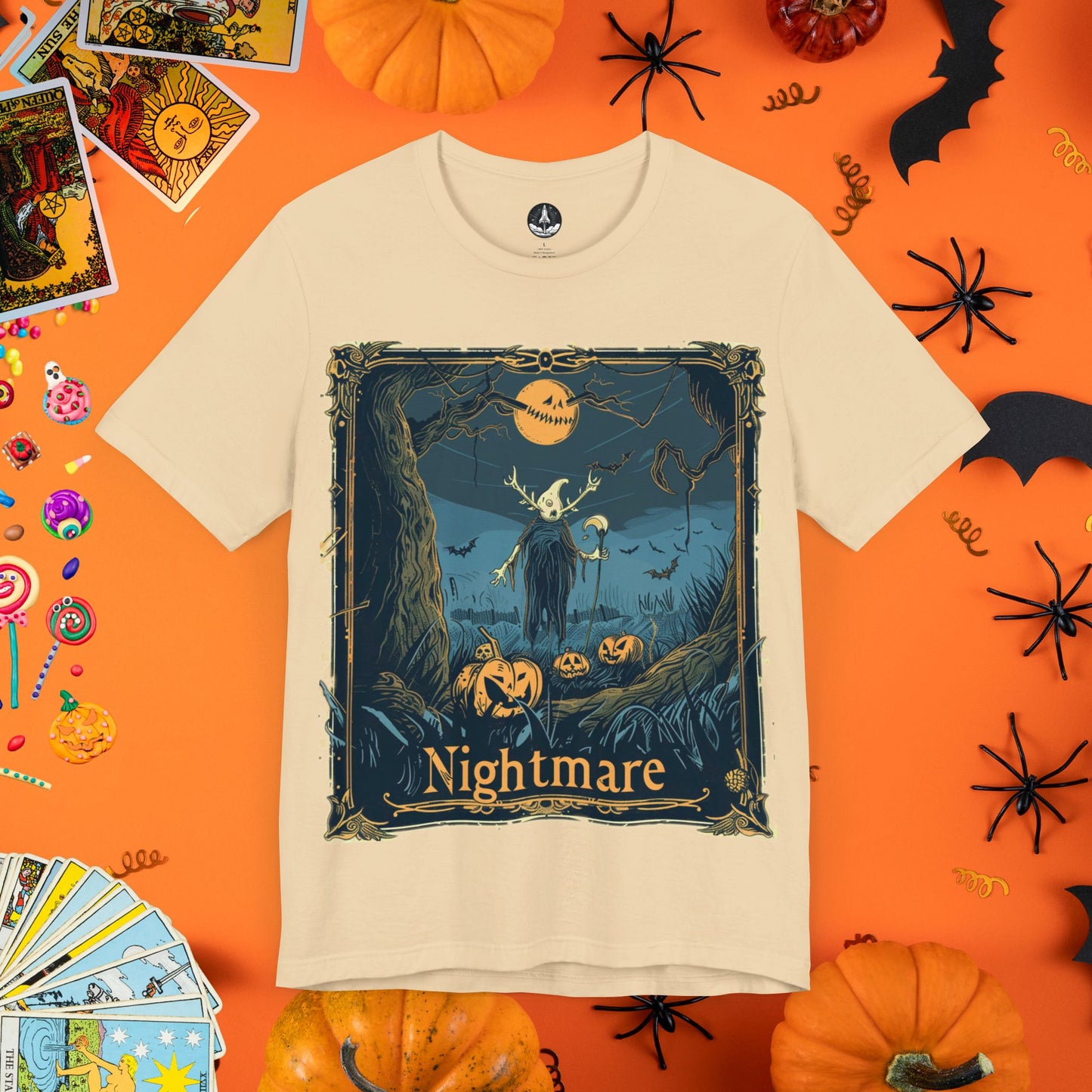 Nightmare Pumpkin Halloween Tarot Card T-Shirt - Halloween Limited Edition