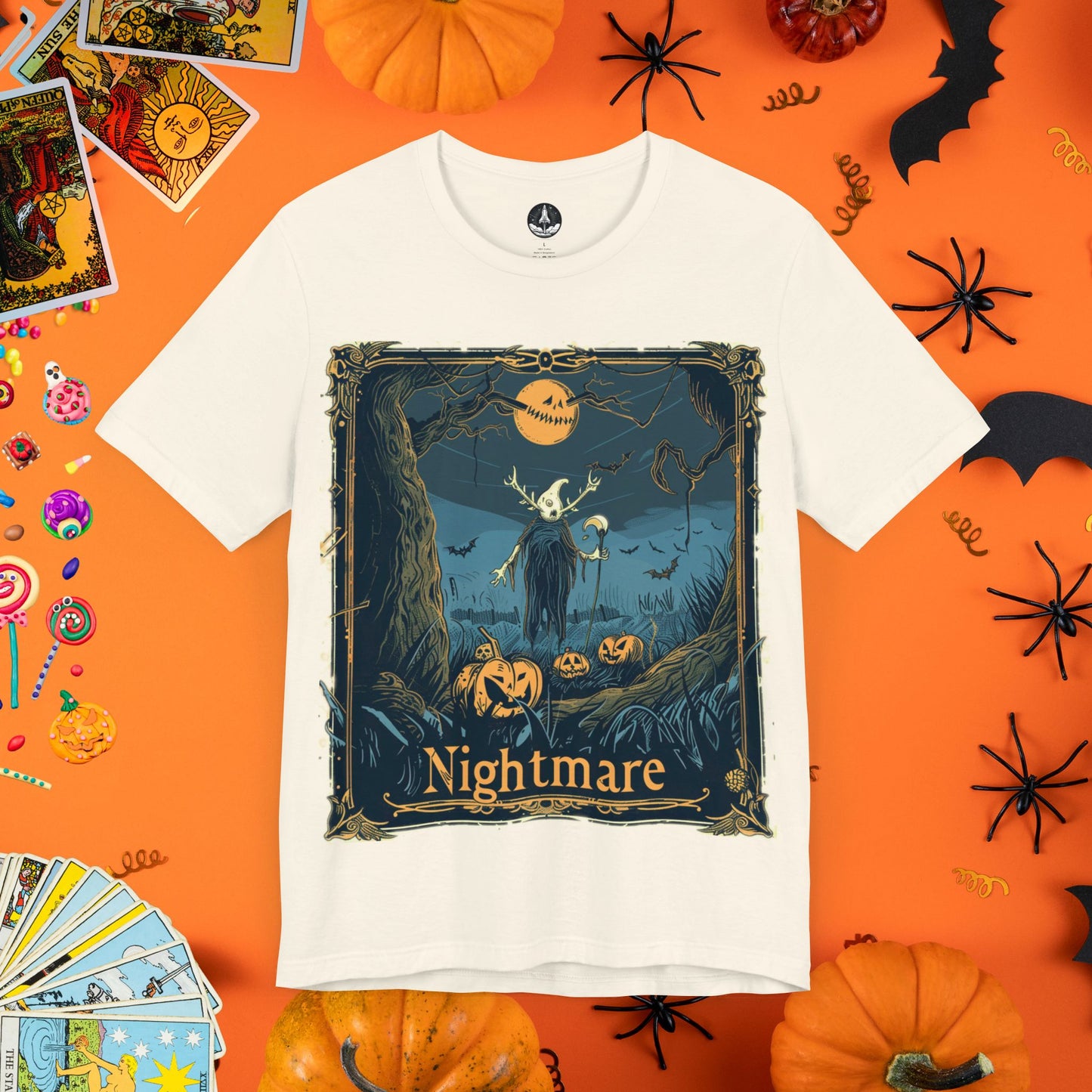 Nightmare Pumpkin Halloween Tarot Card T-Shirt - Halloween Limited Edition