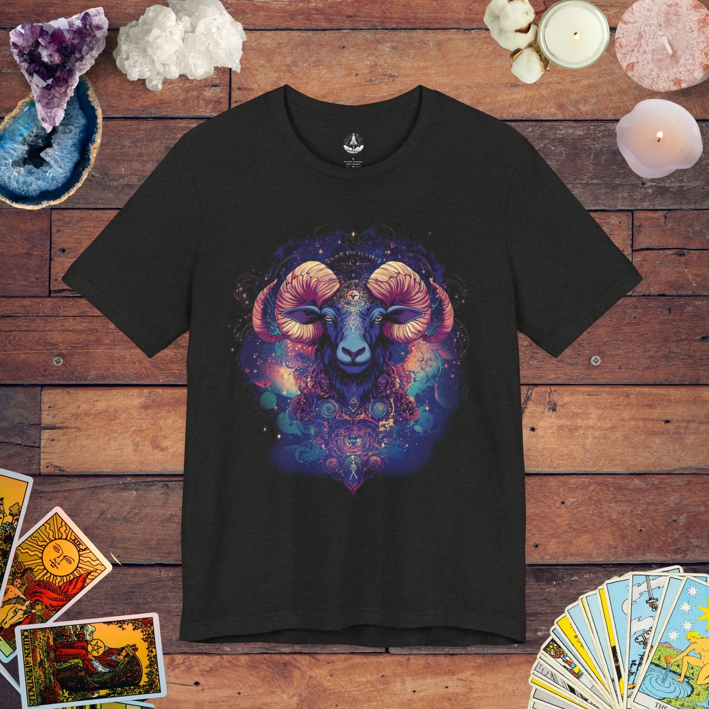 Aries Cosmic Visionary Tarot Card T-Shirt