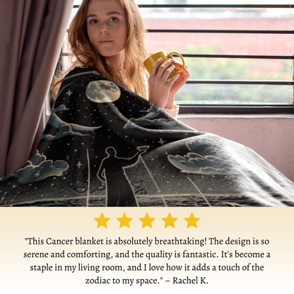 Cancer Zodiac Velveteen Microfiber Blanket – The Guardian of Tides Astrology Design