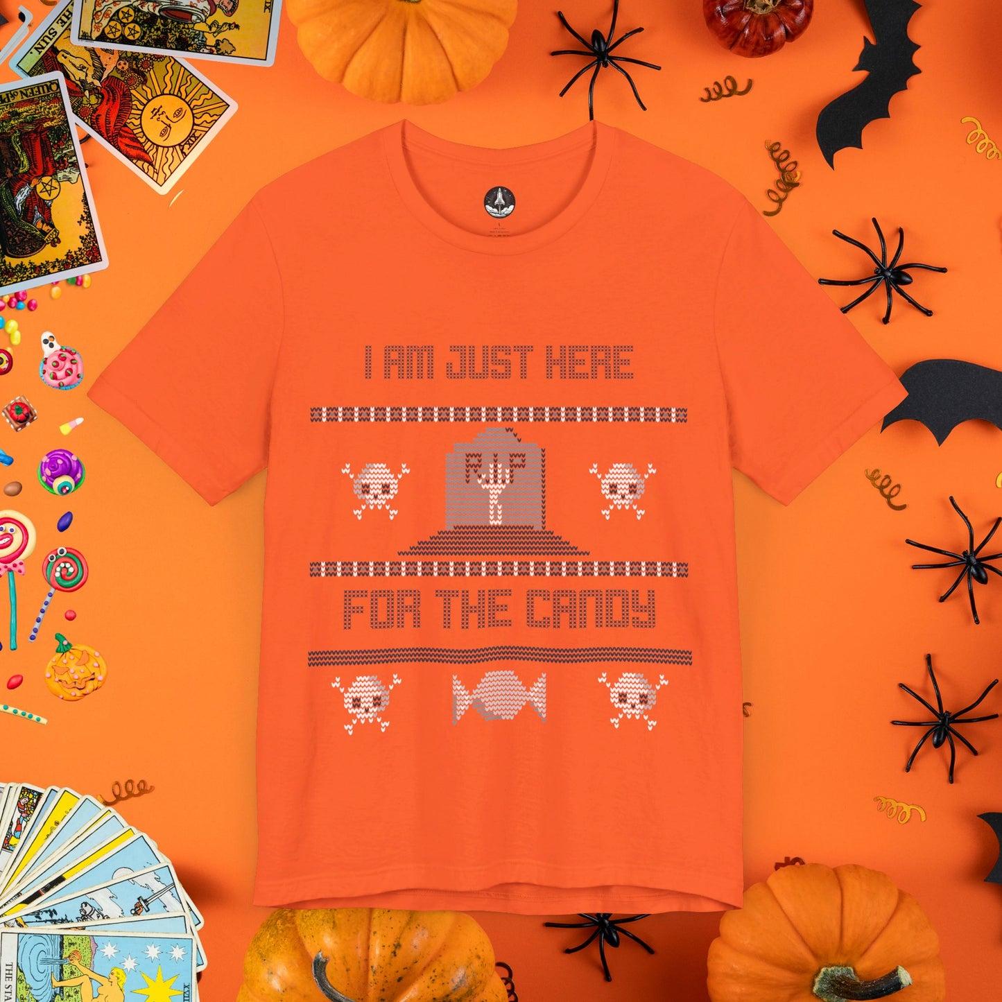 Just Here for the Candy - Halloween Ugly Sweater T-Shirt - Halloween Limited Edition