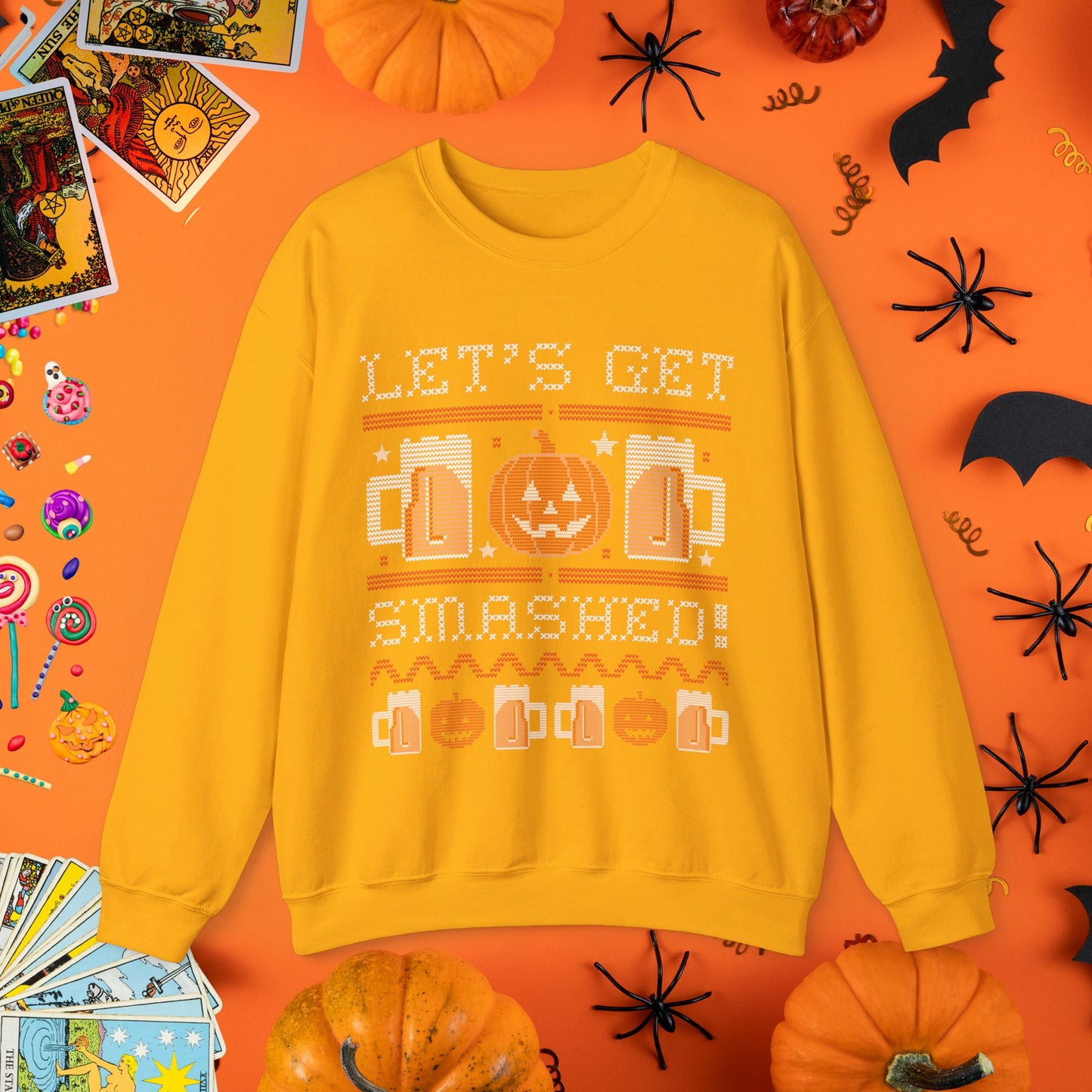 Let's Get Smashed - Halloween Ugly Sweater Style Crewneck - Halloween Limited Edition