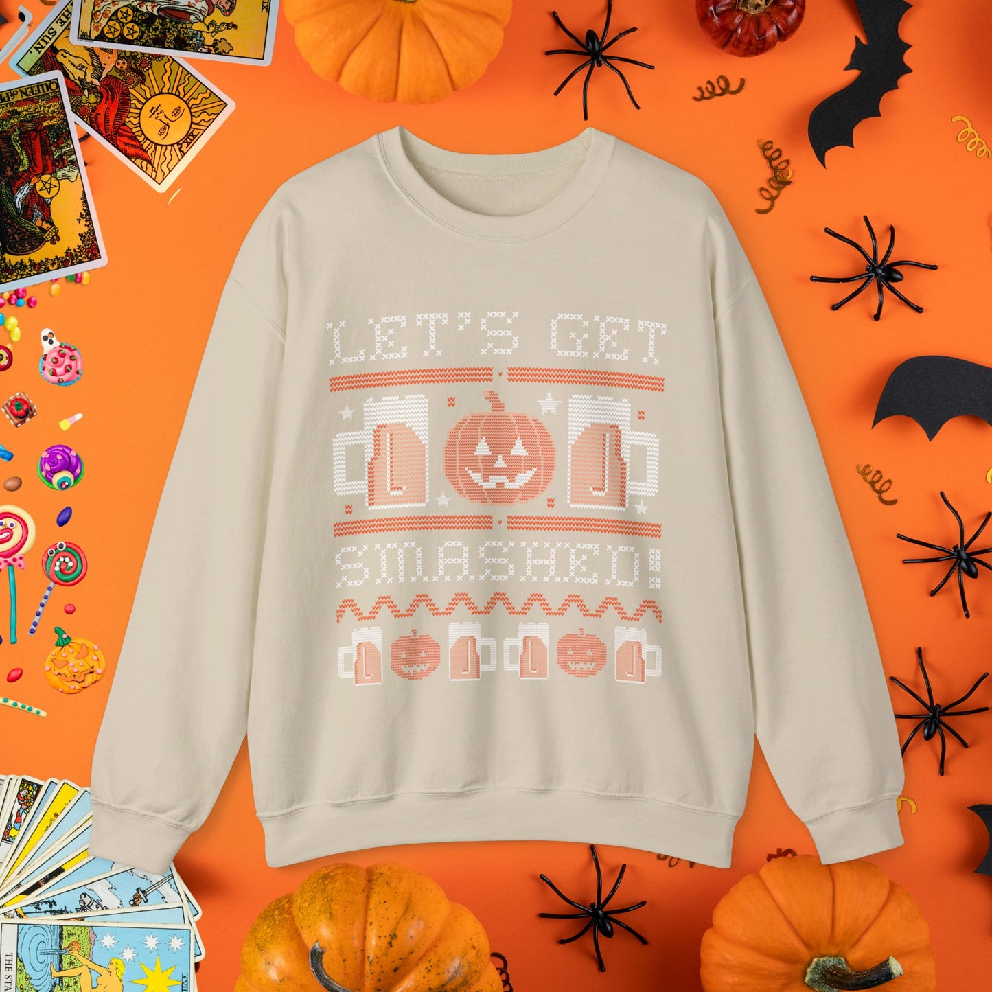 Let's Get Smashed - Halloween Ugly Sweater Style Crewneck - Halloween Limited Edition