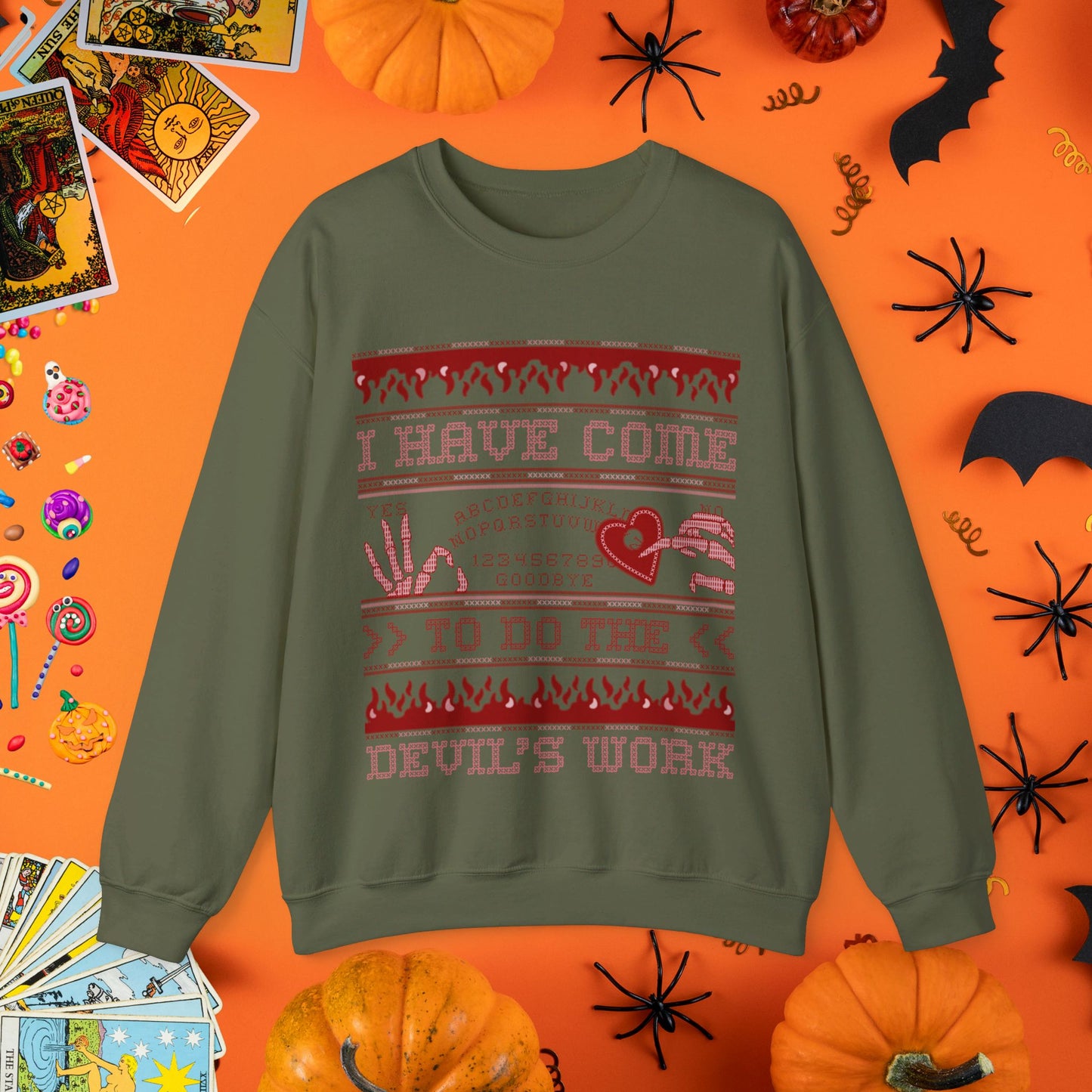 Devil's Work - Halloween Ugly Sweater Style Crewneck - Halloween Limited Edition