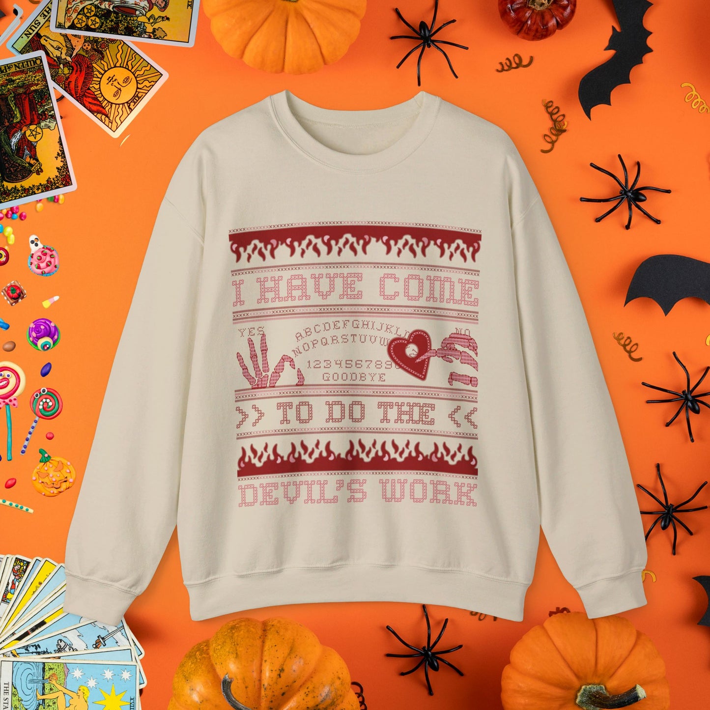 Devil's Work - Halloween Ugly Sweater Style Crewneck - Halloween Limited Edition