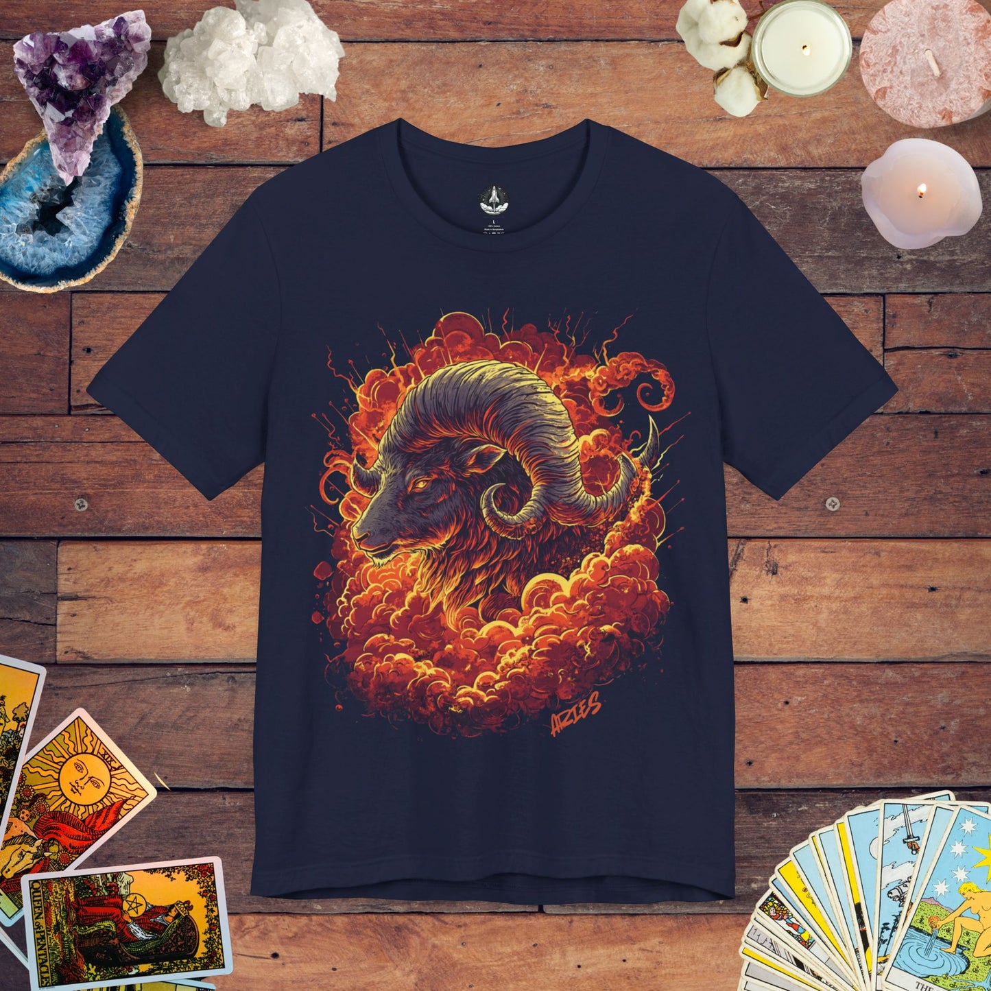 Aries Inferno Charge Tarot Card T-Shirt