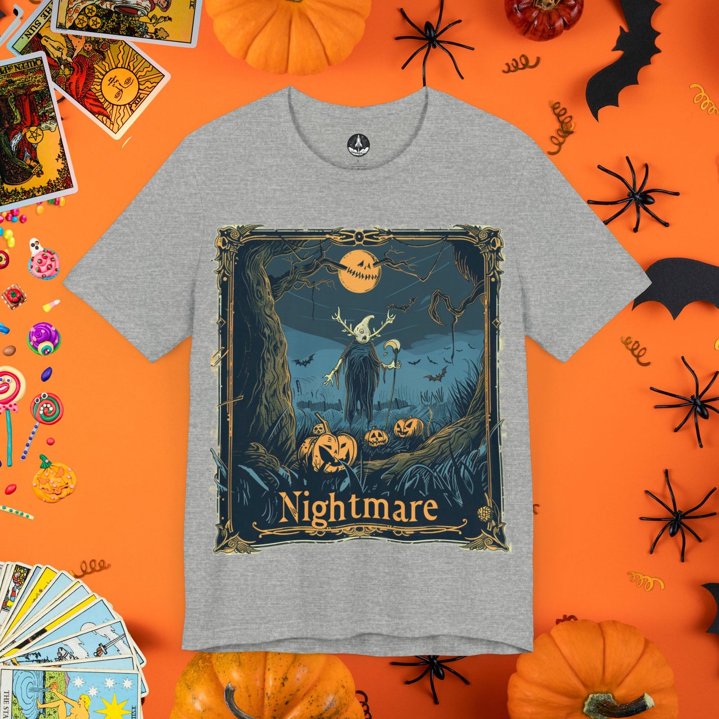 Nightmare Pumpkin Halloween Tarot Card T-Shirt - Halloween Limited Edition