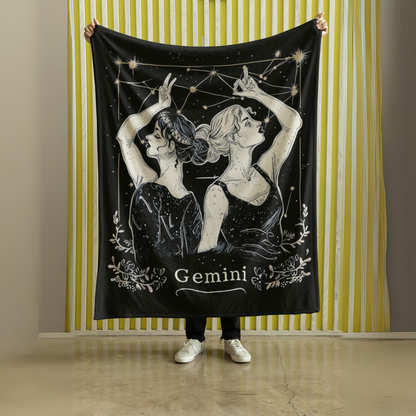 Gemini Zodiac Velveteen Microfiber Blanket – The Air Whisperer Astrology Design